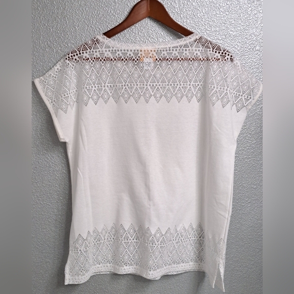 Ruby Road White Top With Laser Cutouts    Size M - Picture 11 of 12
